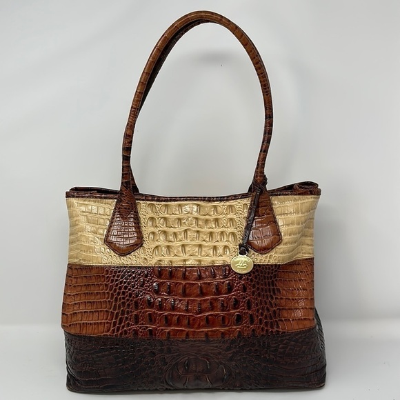 Brahmin Brown Tricolor Large Anytime Tote Purse - Picture 1 of 15